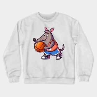 Aardvark Playing Basketball Crewneck Sweatshirt